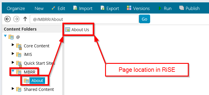 Content location in RiSE