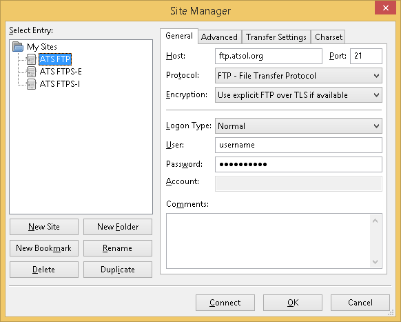 Settings for Standard FTP