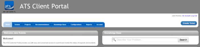 ATS Client Support Portal landing page